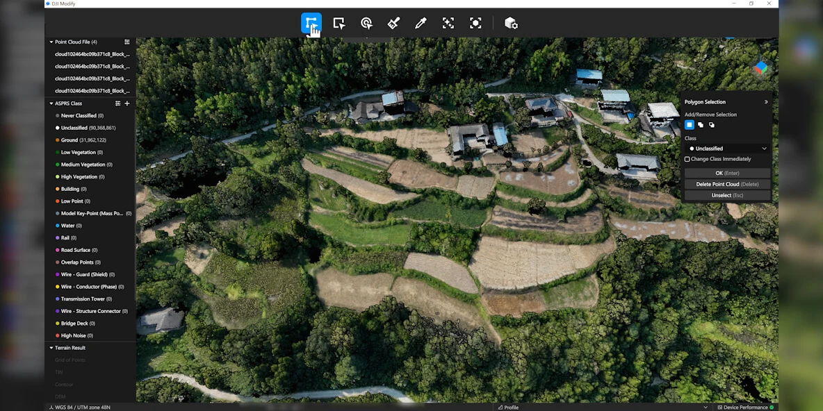 ตัวอย่างอินเทอร์เฟซ DJI Modify กับโมเดลภูมิประเทศ ตัวอย่างอินเทอร์เฟซ DJI Modify กับโมเดลภูมิประเทศ