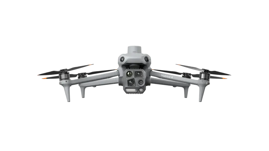 DJI Matrice 4 Series มุมด้านหน้าแสดงตัวลำและชุดกล้อง