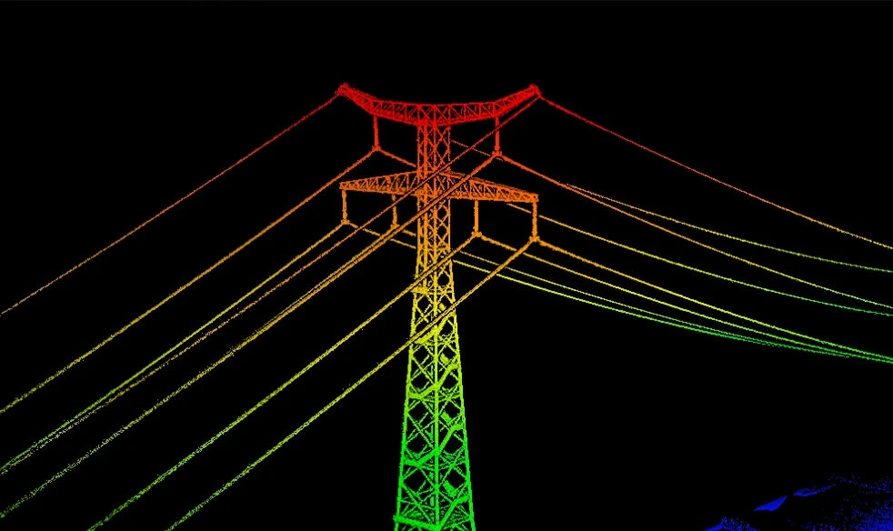ตัวอย่างภาพ Point Cloud ของโครงข่ายสายส่งในสื่อ Zenmuse L3 ตัวอย่างภาพ Point Cloud ของโครงข่ายสายส่งในสื่อ Zenmuse L3